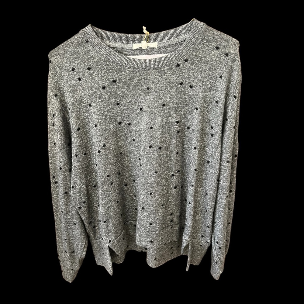 NWT Z SUPPLY Cassidy Flocked Star Long Sleeve Top in Gray, Size Small - Picture 4 of 8